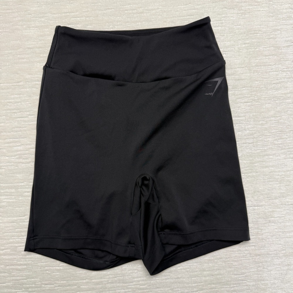 Gymshark Training Power Tight Shorts Womens Small Black Stretch Ruched Athletic